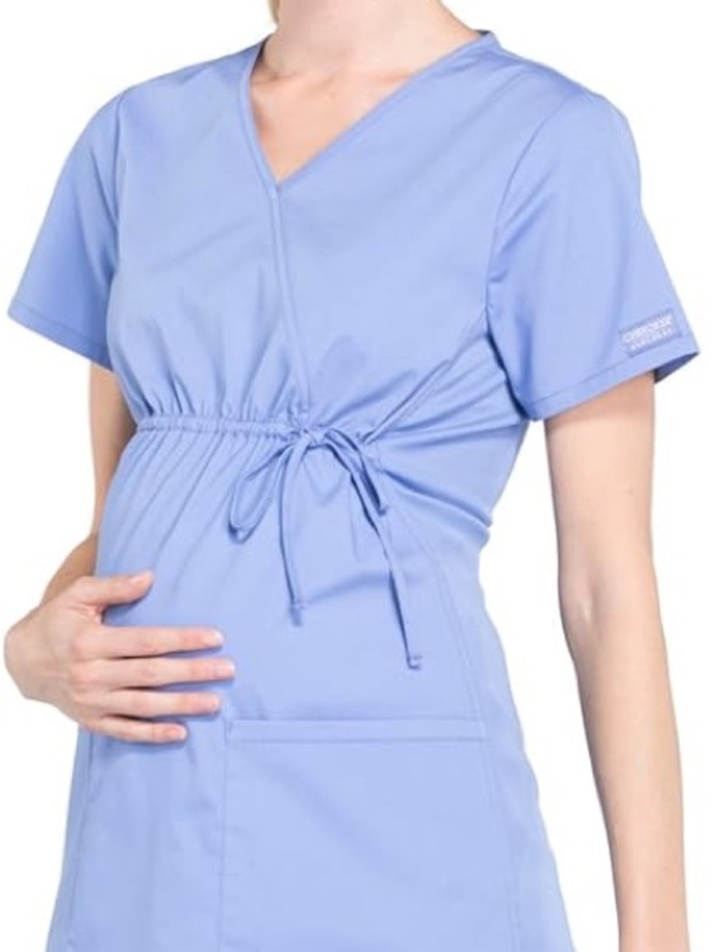 Women's maternity ciel blue scrub top